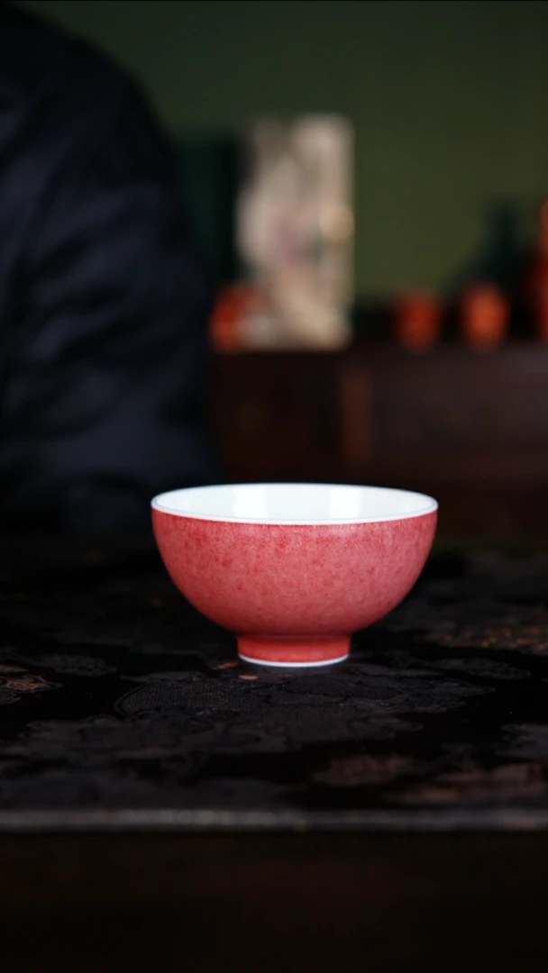 杯子白泥景德镇纯手工陶瓷豇豆红