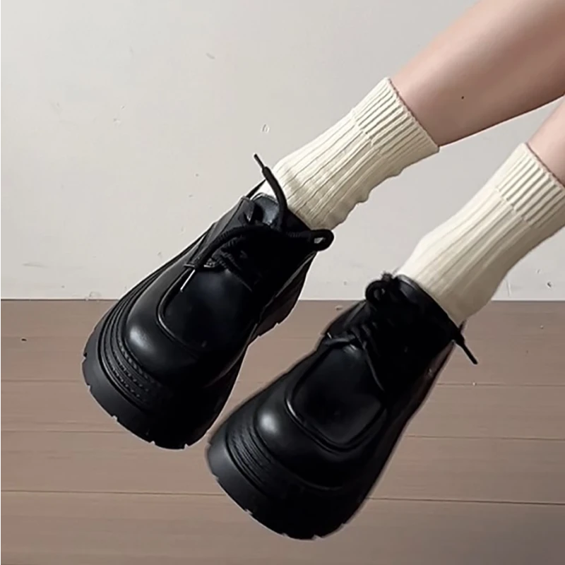 南在南方英伦风复古系带深口小皮鞋女2025新款春秋厚底玛丽珍单鞋