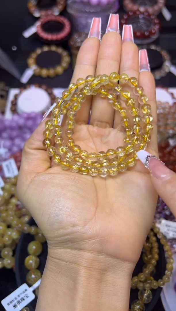 未镶嵌手串水晶金发晶三圈6.8mm