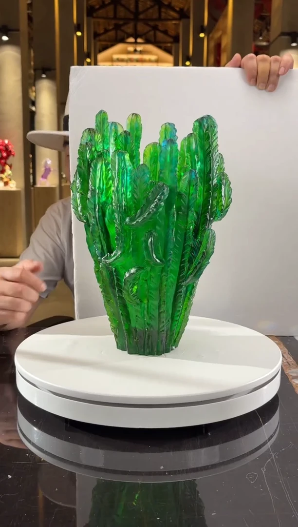 摆件祖母绿仙人掌花瓶