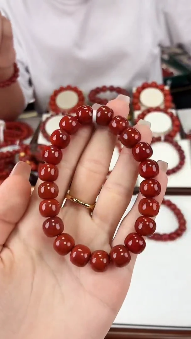 南红玛瑙瓦西老型手串10+未镶嵌一个/条