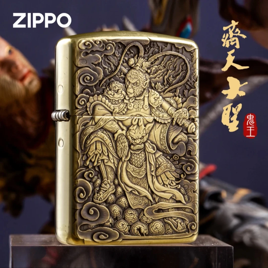 ZIPPO/之宝鬼王封侯拜相官方正品打火机复古个性金色盔甲机DYJ1