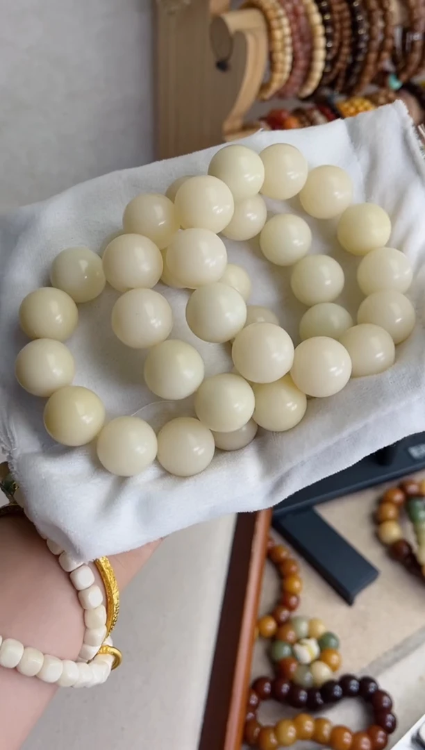 菩提根/象牙果手串m859大白干磨圆珠20瑕疵不补