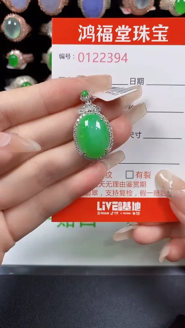 颈饰银S925镶嵌翡翠2394