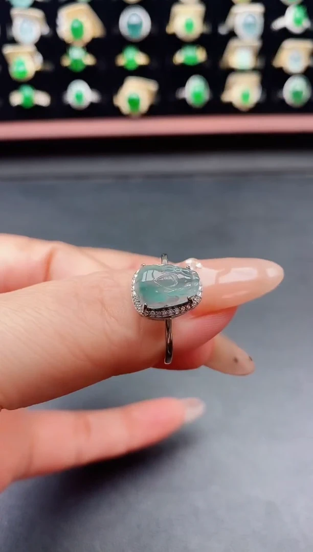 银S925镶嵌戒指翡翠1