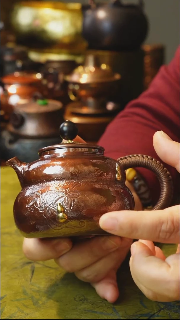 福禄福禄镶嵌紫铜泡茶壶