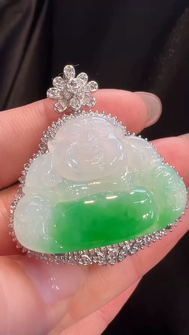 吊坠(不含链)18K金镶嵌翡翠AL6