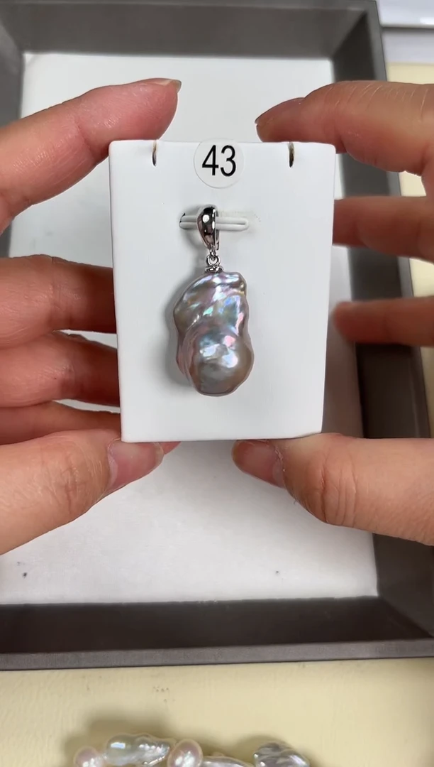 【闪购商品】淡水珍珠吊坠(不含链)银S925镶嵌巴洛克吊坠