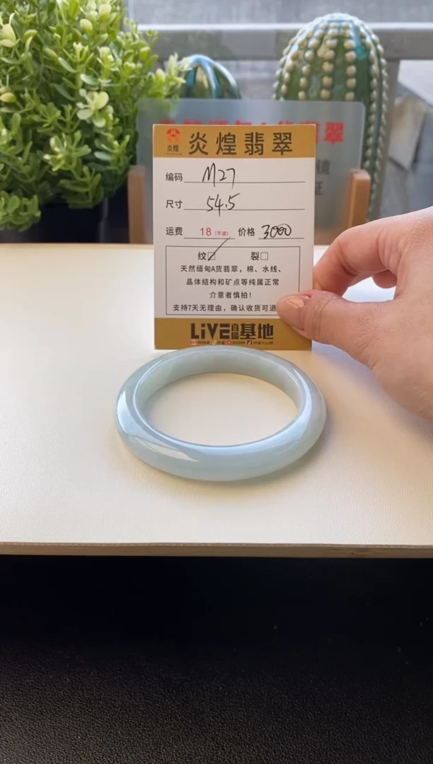 未镶嵌手镯翡翠圈口54.7编码m27