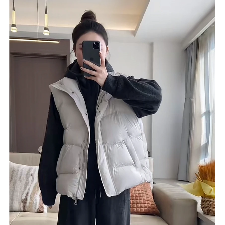 高级感白鸭绒时尚马甲外套女2025秋冬季休闲显瘦保暖背心外穿上衣
