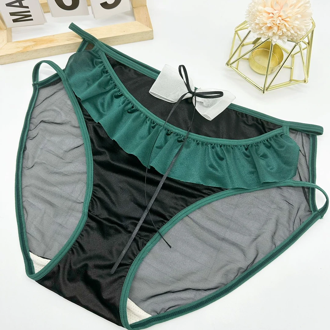 130-155斤时尚日系简约诱惑性感透气女士大码中腰蕾丝薄款三角裤