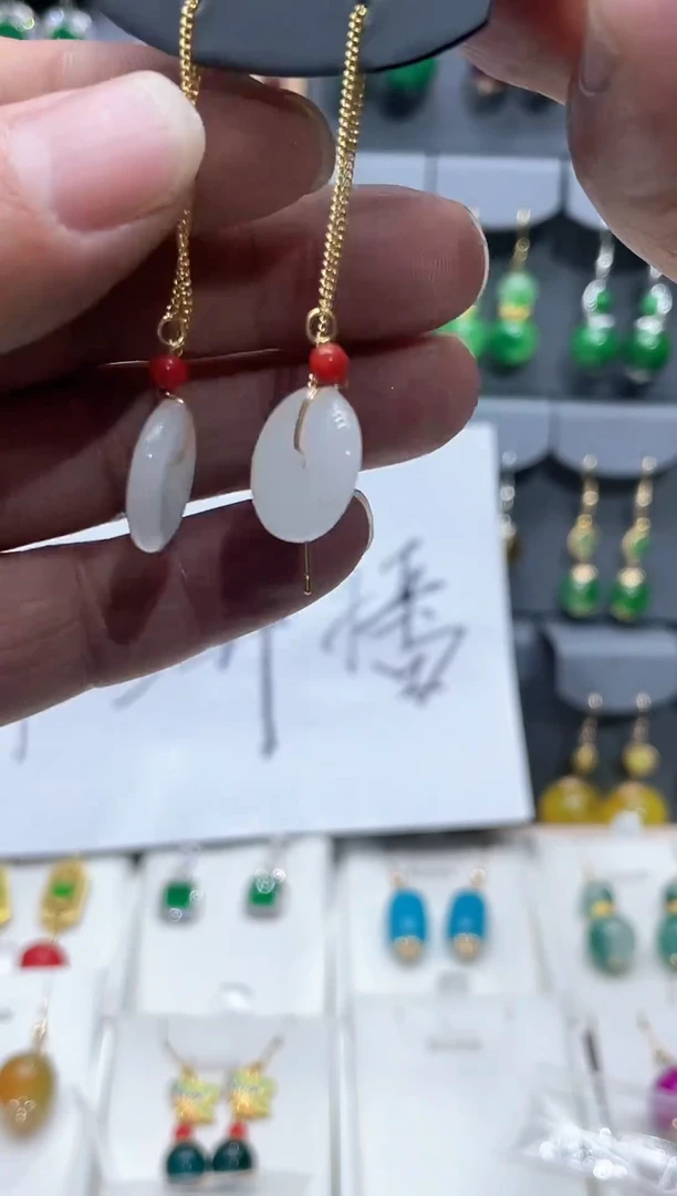 【闪购商品】和田玉耳饰14K金镶嵌时尚耳饰111