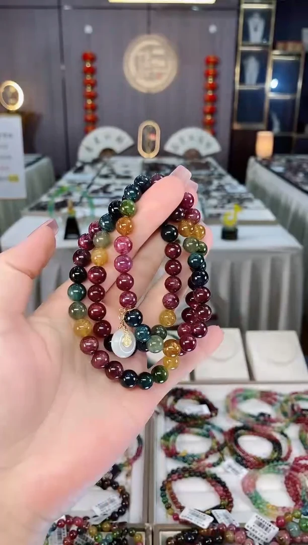 未镶嵌收藏级老矿碧玺三圈手串8mm+碧玺hon多样性发货一条