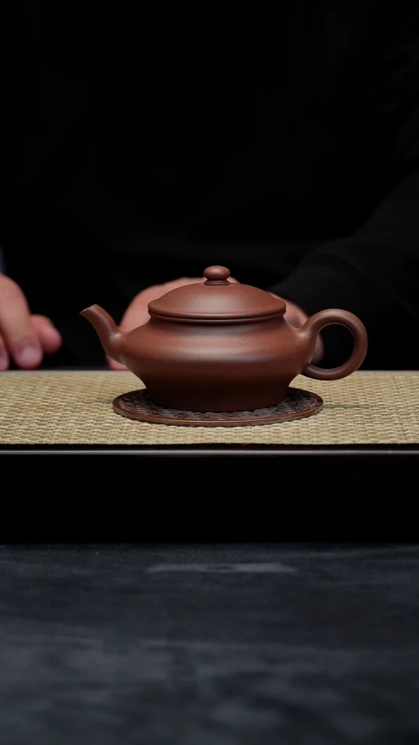 茶壶紫砂150老紫泥虚扁