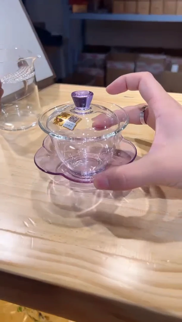 禾器-咏荷盖碗-浅紫色