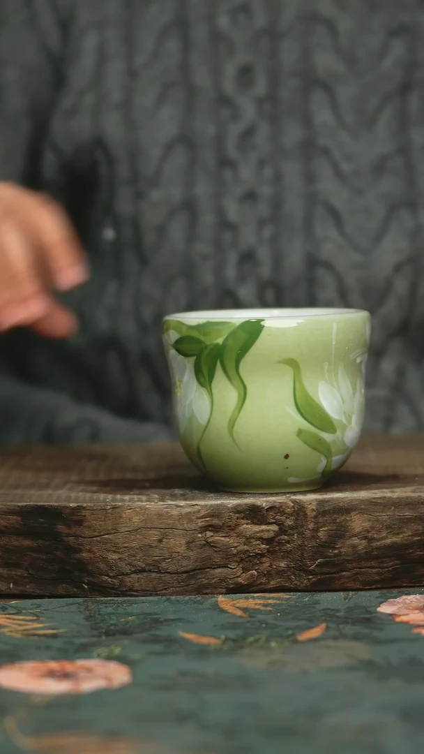 【闪购商品】瓷片杯釉下彩手工手绘同款陶器