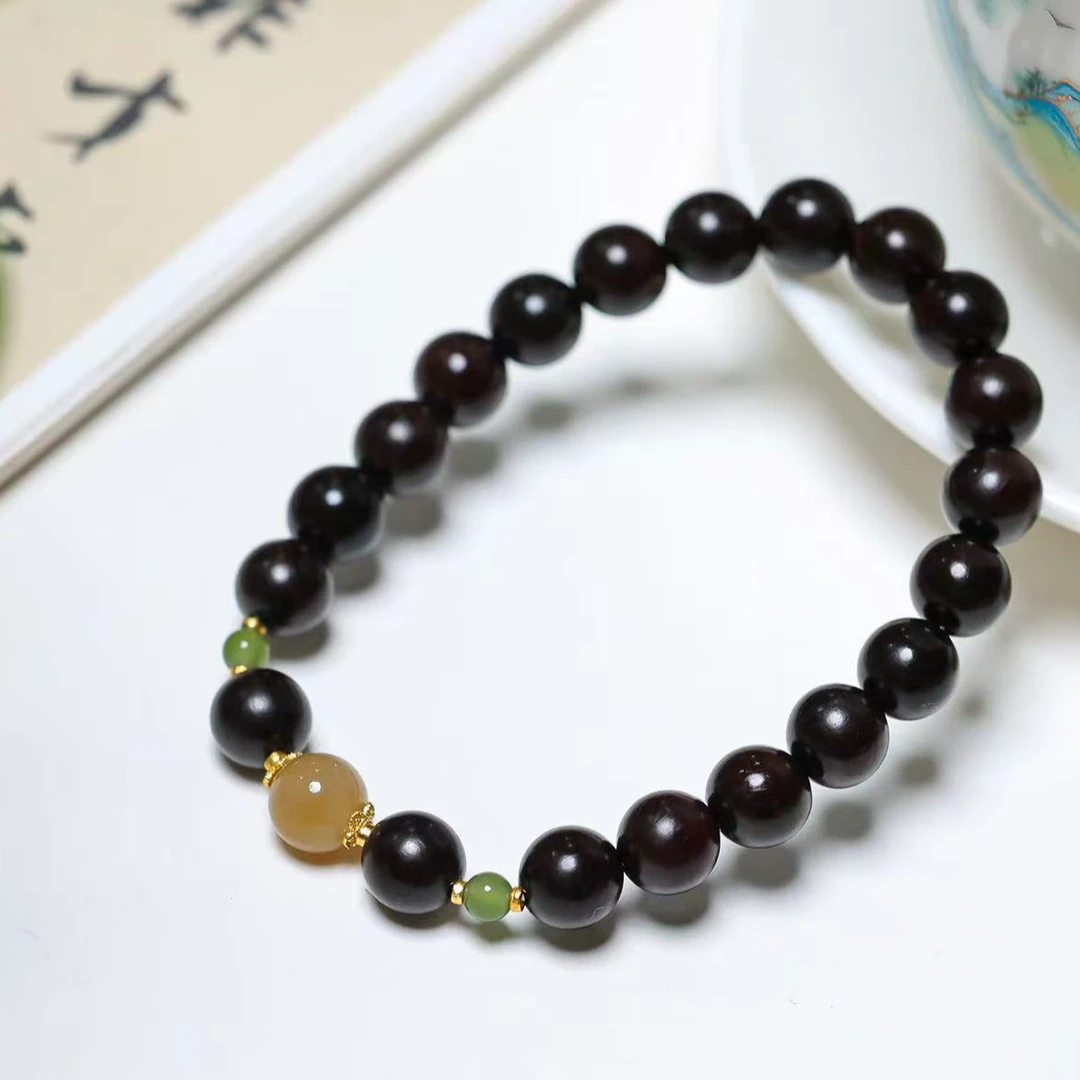 尚.小叶紫檀和田玉单圈手串