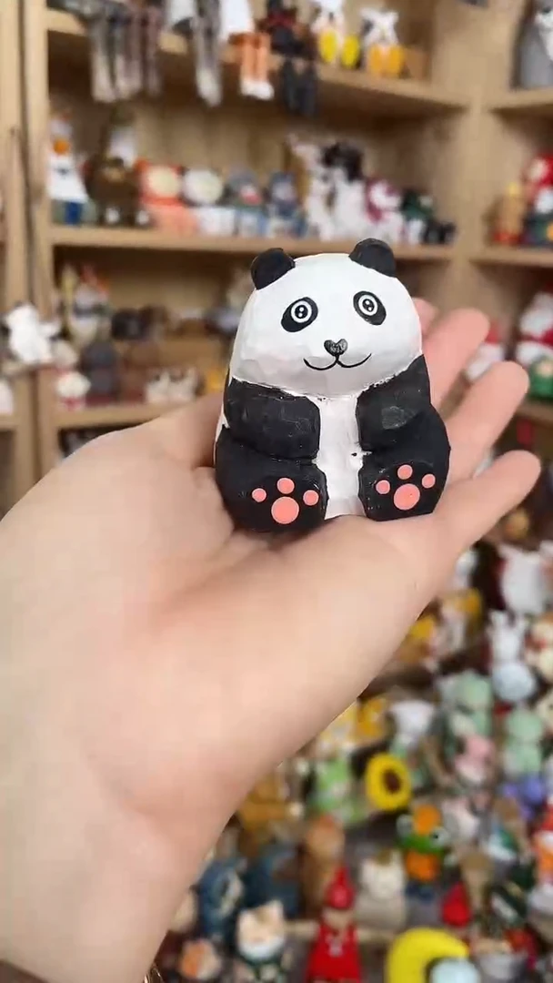 木捡漏价手工木雕熊猫摆件