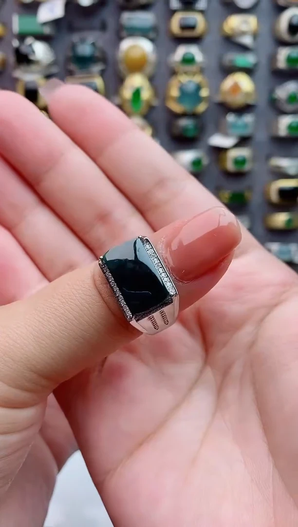 未镶嵌戒指翡翠天然翡翠男戒