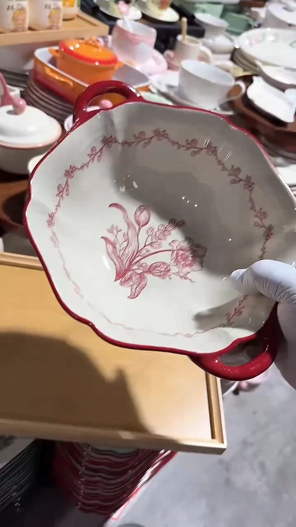 陶瓷双耳汤碗 微瑕凑满20元包邮