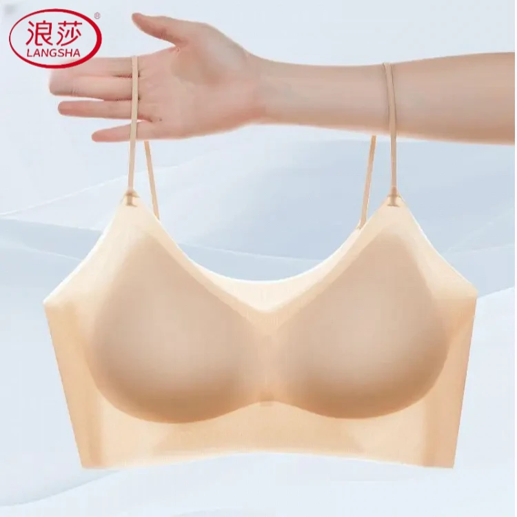 浪莎内衣女无痕通勤夏季超薄无钢圈小胸聚拢透气凉感背心式文胸罩