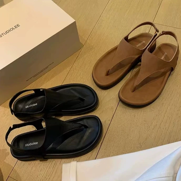 【小个子女鞋】2025气质人字复古夹趾度假平底小众罗马风凉鞋女百搭