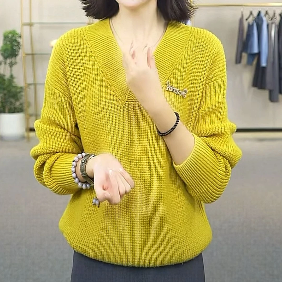 GIRDEAR/哥弟哥弟专柜正品v领慵懒风针织宽松套头上衣1399582秋冬