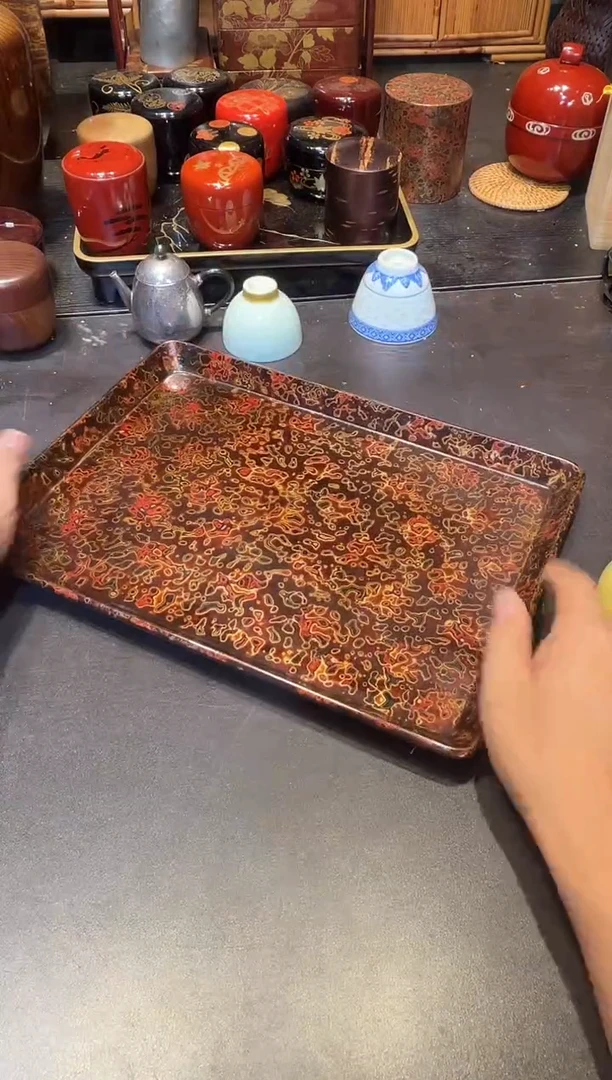 菠萝漆方盘 大漆漆器大漆漆器