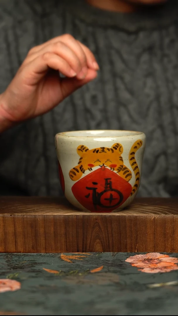 杯釉下彩手工手绘同款陶器
