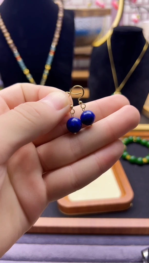 【闪购商品】青金石耳饰14K金镶嵌E385