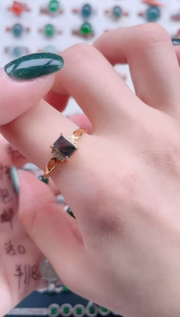 银S925镶嵌戒指翡翠天然翡翠