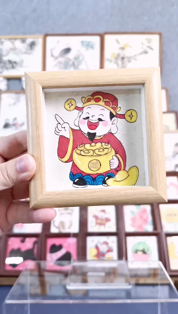 国画纯手绘书画摆台作品