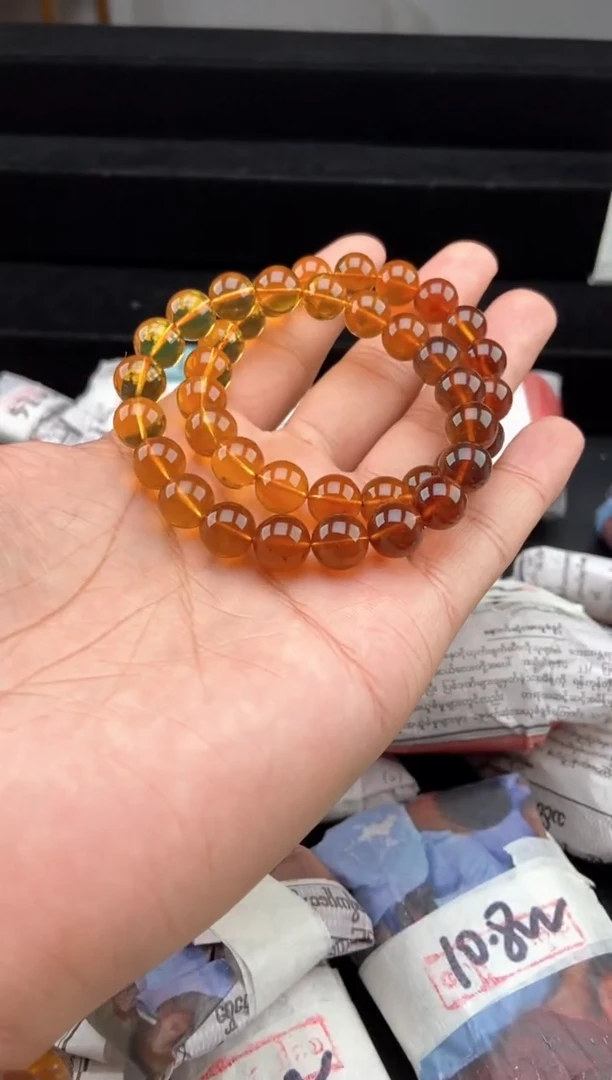 手链琥珀未镶嵌彩虹渐变手串【多样性发货其中一】