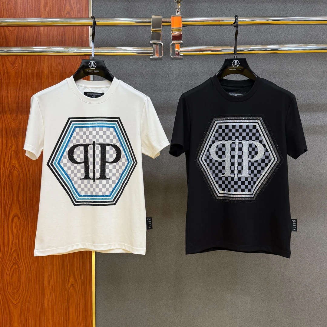 PLIPHPP PLEPN2025新款正品PP烫钻经典男士修身夏季短袖T恤1728