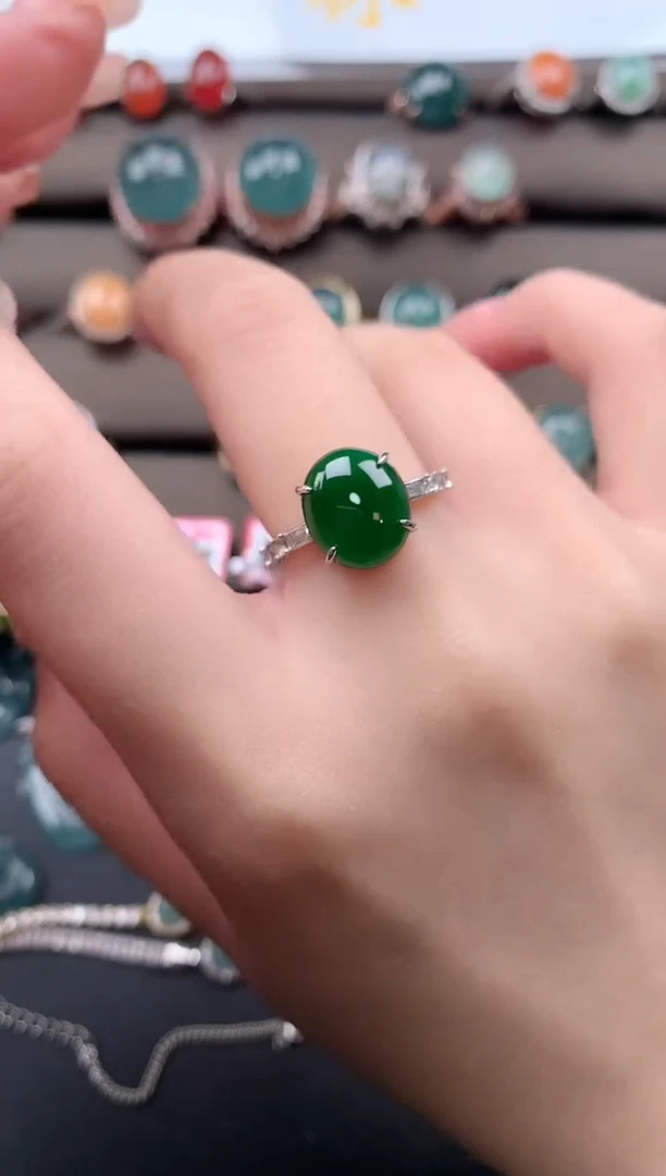 【闪购商品】翡翠戒指银S925镶嵌52141