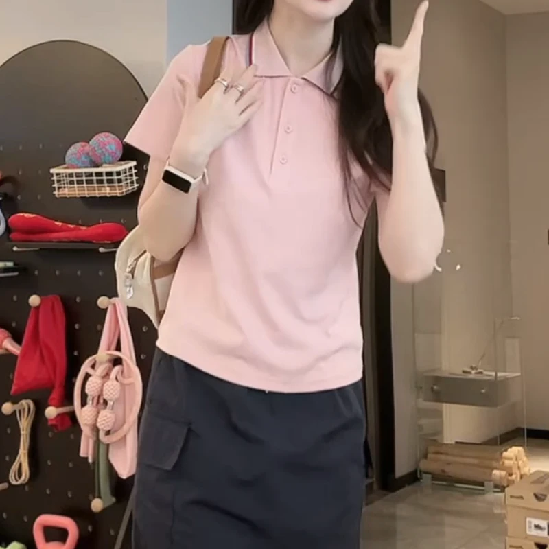 2025夏季翻领polo短袖老钱风百搭显瘦上衣LK2504620