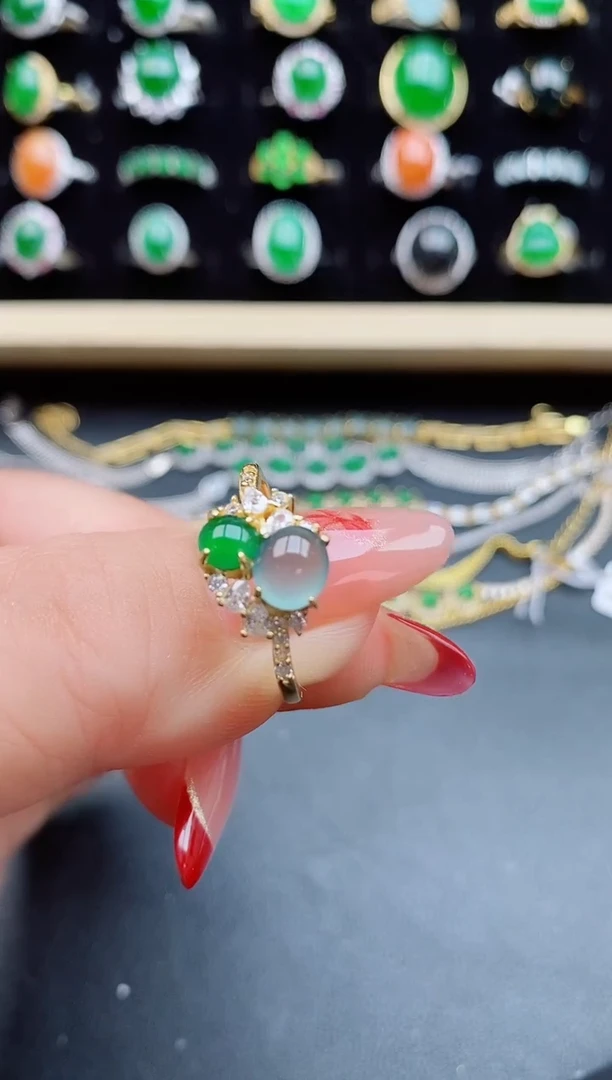 【闪购商品】翡翠戒指银S925镶嵌58505