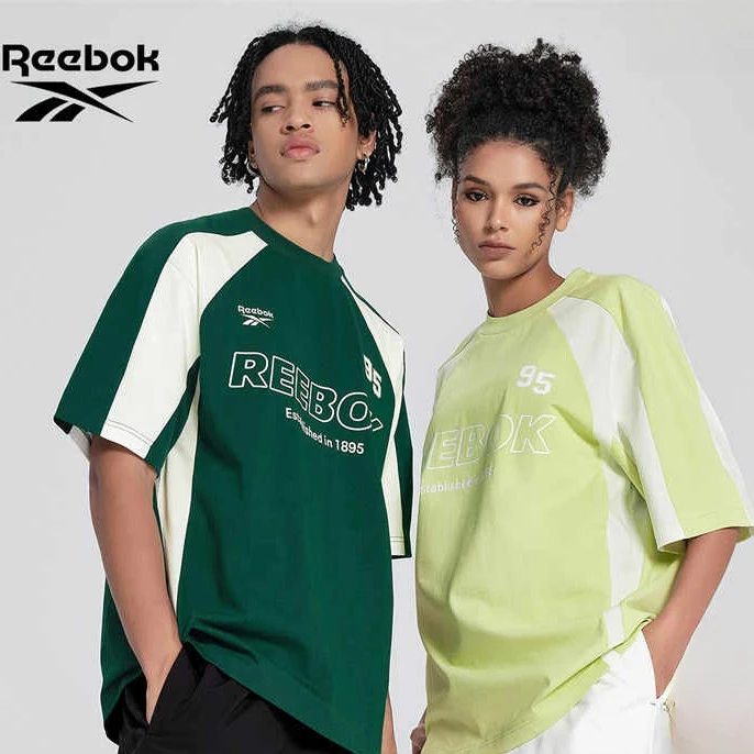 Reebok锐步官方24新品男女同款针织插肩撞色时尚宽松短袖T恤 24SR