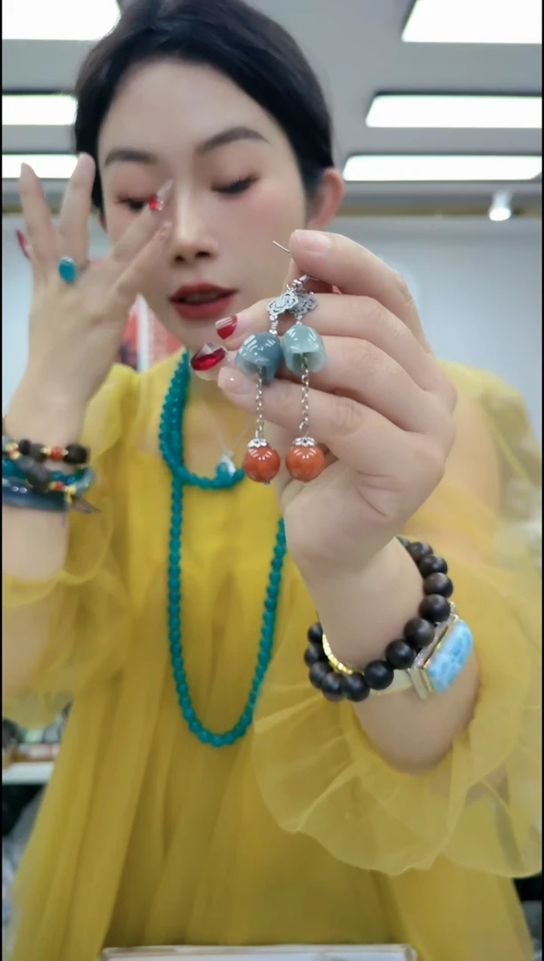 【闪购商品】翡翠颈饰未镶嵌07103蓝水铃兰耳坠