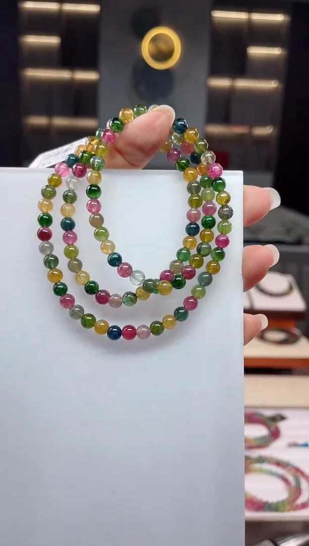 未镶嵌老矿碧玺三圈手串5mm+碧玺（多样性发一条）Q