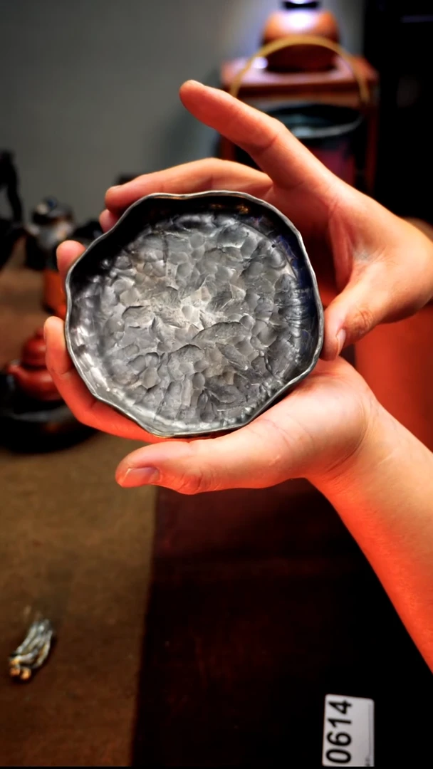 0614侘寂风纯锡壶承茶盘厚重款直径12