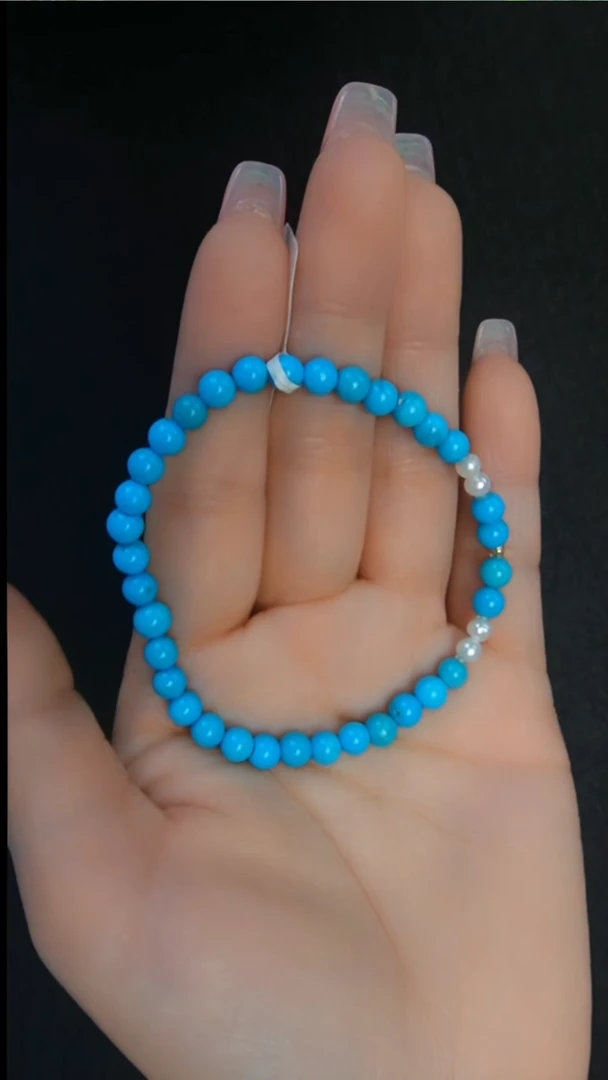 18K金镶嵌绿松石手串发货一件