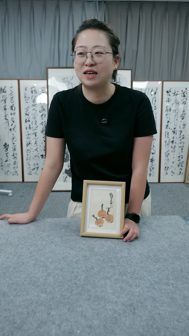 国画8寸郑志超老师木制摆台