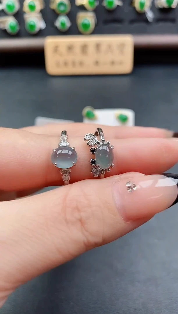 银S925镶嵌戒指翡翠1