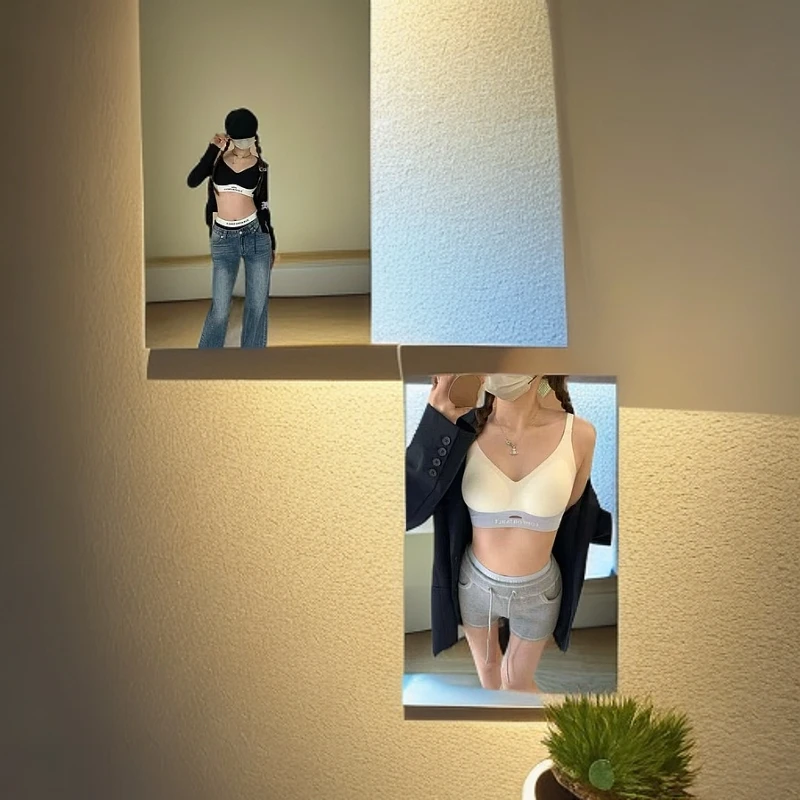 0518#承托力奶皮子氧气撞色内衣套装