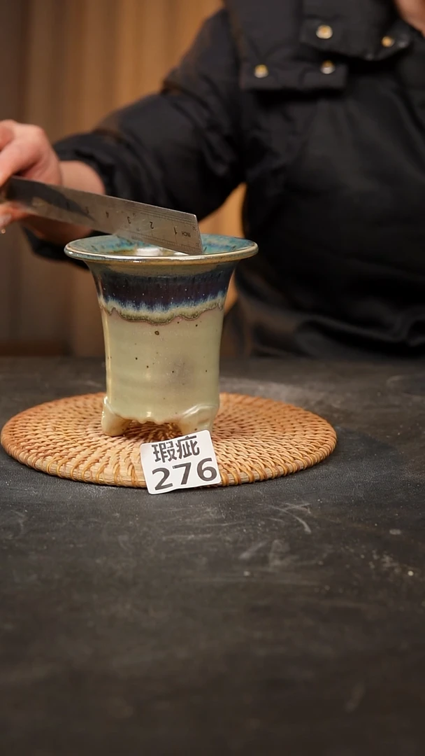 【闪购商品】瓷片276泥泥手工花盆口8高11