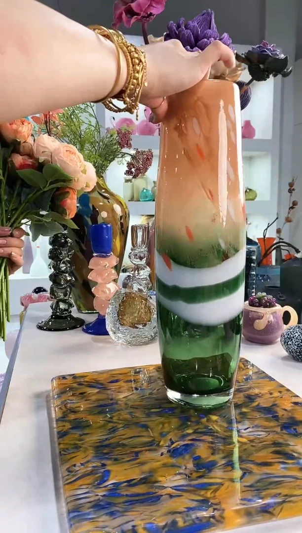 慕忆家手作琉璃花瓶瑕40