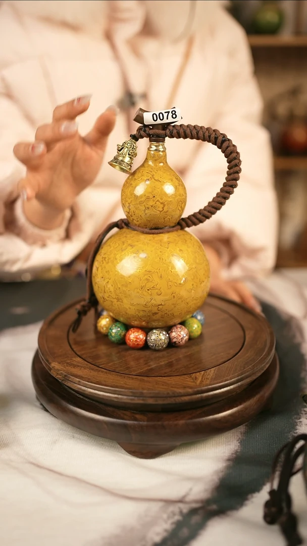 【闪购商品】078精品大漆酒葫芦送漏斗网兜底座