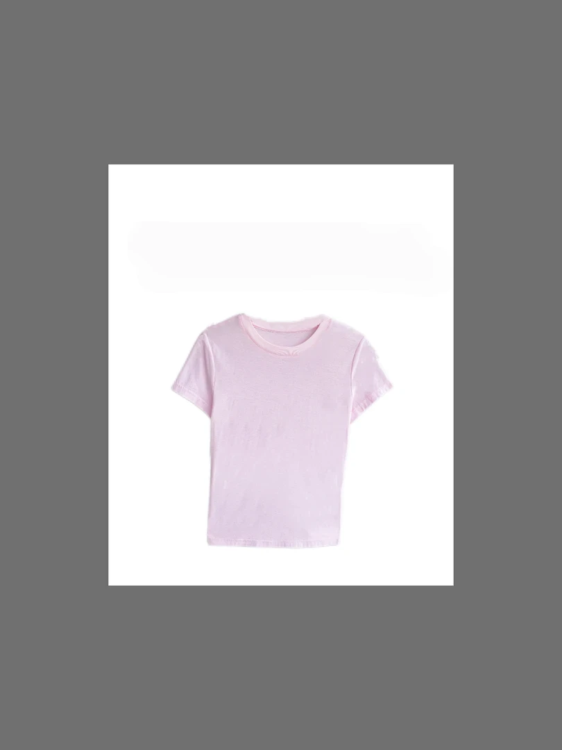 韩系时尚气质通勤休闲高位T莱赛尔纯色百搭设计感短袖T恤夏季新款