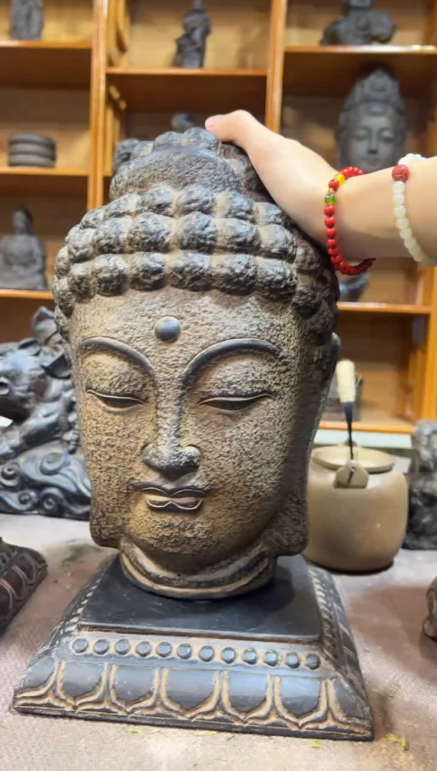 陶土【火山泥】大佛首+莲花底座